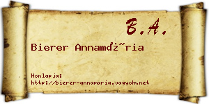 Bierer Annamária névjegykártya